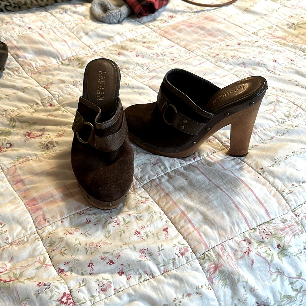 Ralph Lauren chunked heel clogs